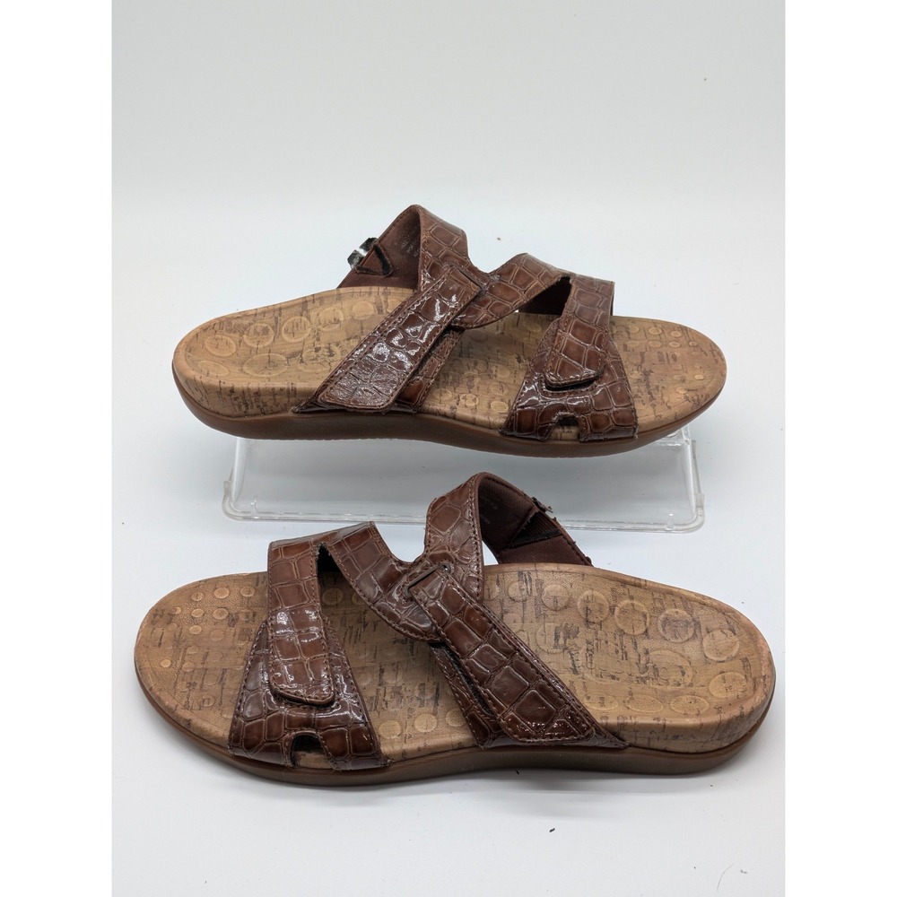 Orthaheel Brown Croc Embossed Adjustable Comfort Sandals Women's Size 7.5